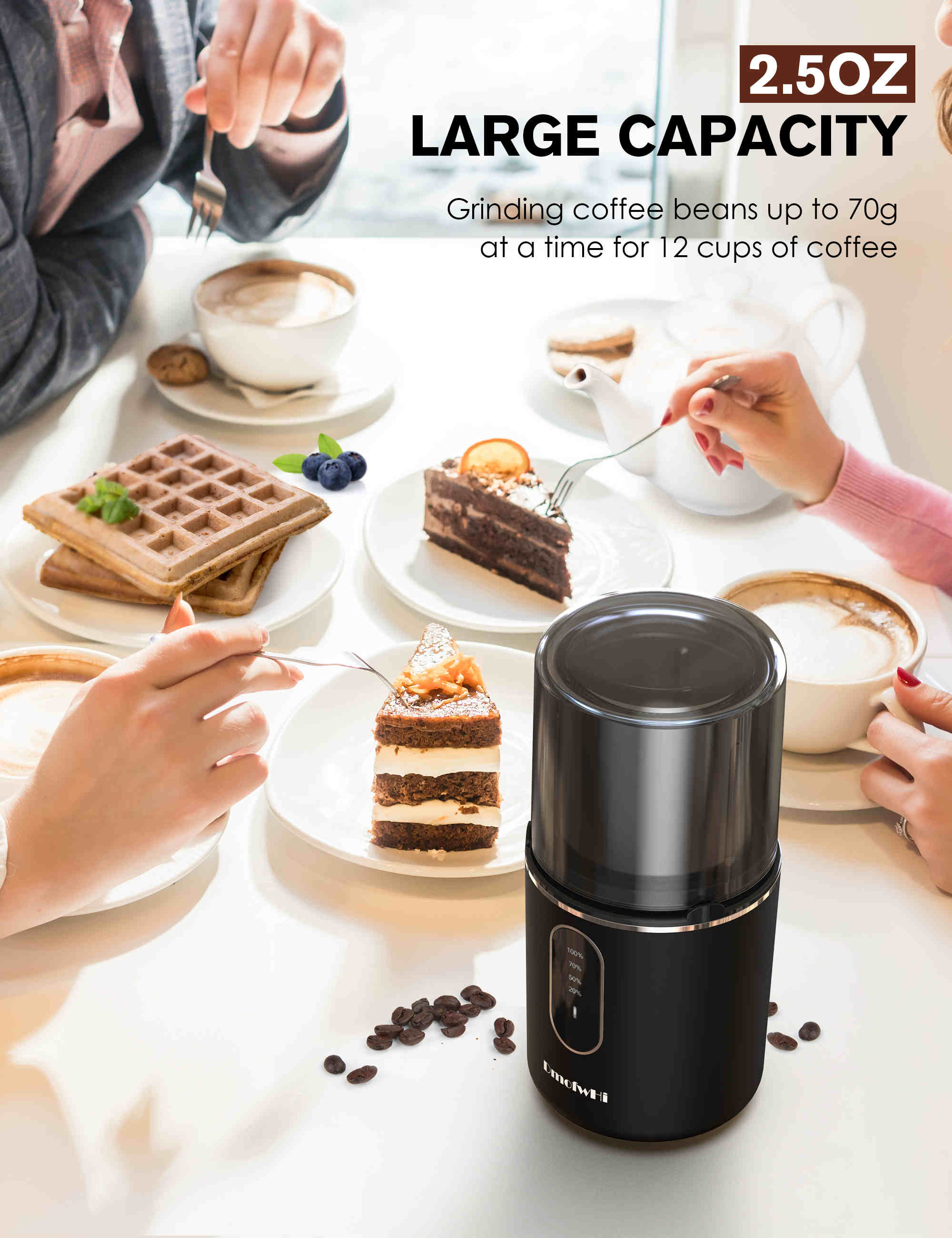 Cordless Coffee Grinder Electric, USB Rechargeable Coffee Bean Grinder with  Removable Bowl 