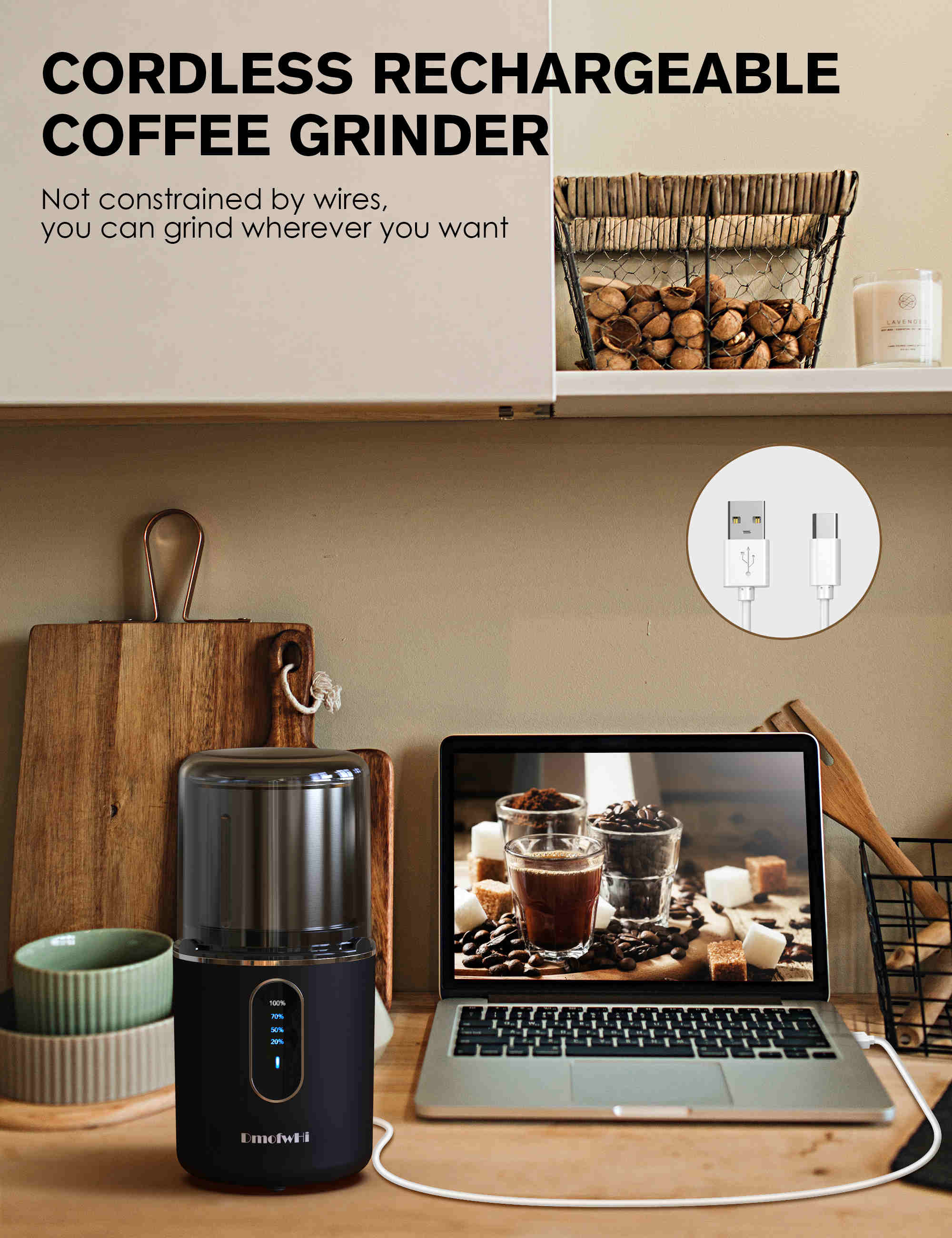 Portable Electric Coffee Grinder Slow Coffee Bean Grinder