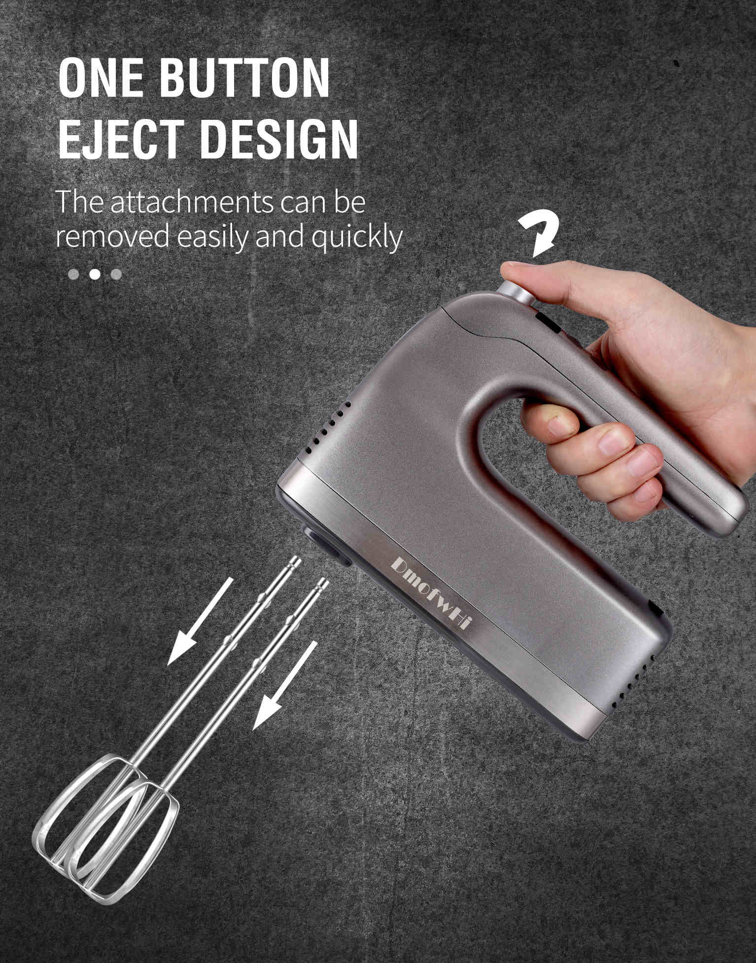 Electric Hand Mixer, One Button Eject Design, 6 Speeds