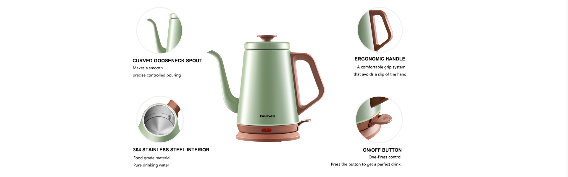 DmofwHi Gooseneck Electric Kettle(1.0L),1000W Electric Tea Kettle